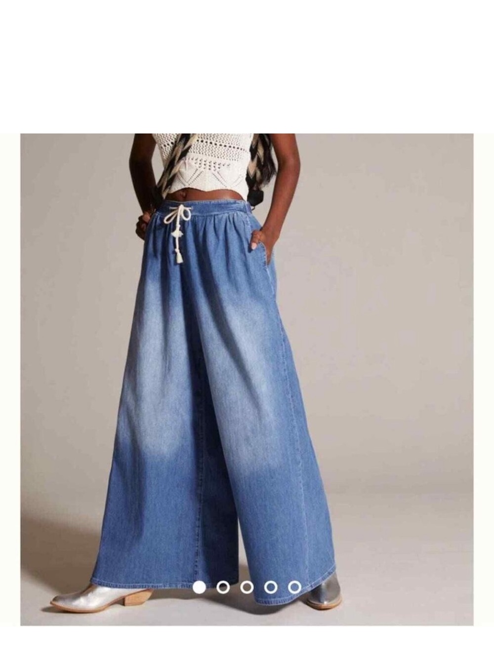 Pilcro Anthropologie Ultra Wide Leg Flare The Coastal Jeans Blue Cotton Small